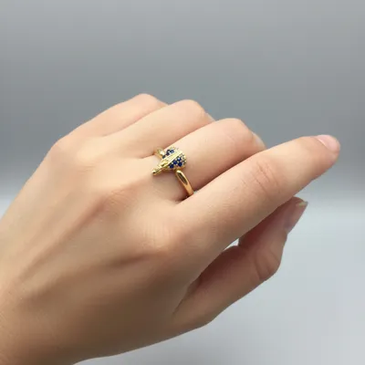 Anel Nossa Senhora Aparecida com Zircônias azuis N⁰20