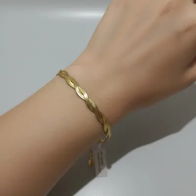 Pulseira Fio Trançado  banho de Ouro