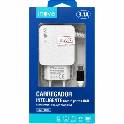 Carregador V8 Inteligente USB 2 portas