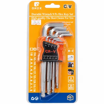 Jogo de Soquetes com Hex Key 9 peças