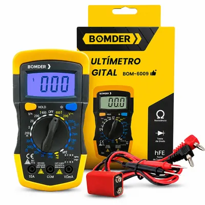 Multímetro Digital Bomder BOM-6009 Profissional com Pontas de Prova e Bateria