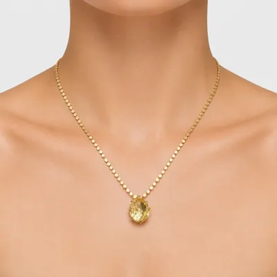 Colar Dourado com Pingente Zircônia Citrino