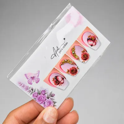 Unhas Decoradas com Rosa e Origami