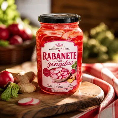 Conserva artesanal Rabânete com gengibre