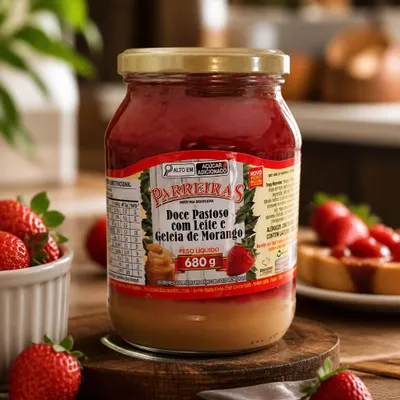Doce de leite com geleia de morango