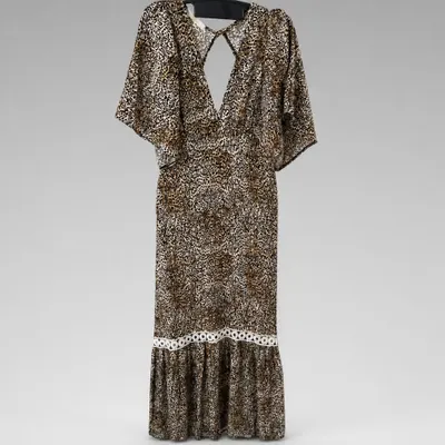 Vestido longo leopardo feminino vestido P/M 