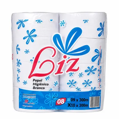 Papel Higiênico Liz  10cmx300mt - 8 Rolo