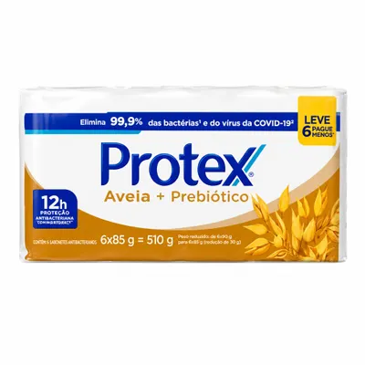 Kit Sabonete Antibacteriano Protex 85g  Aveia + Prebiótico – 6 Unidades