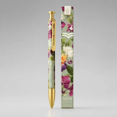Caneta Esferográfica Floral Luxo