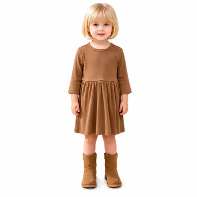 Vestido Infantil Liso Marrom