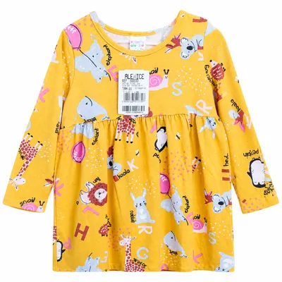 Vestido Infantil Amarelo Estampado