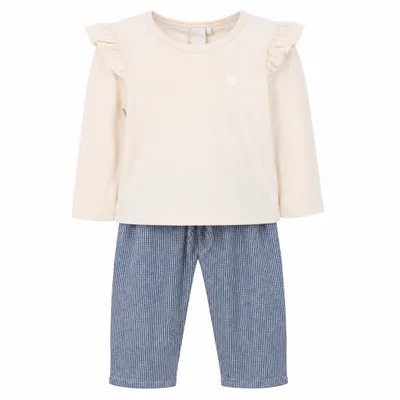 Blusa Bebê Manga Bufante calça retrô 