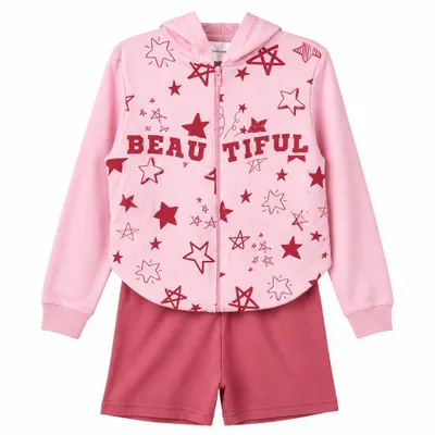 Conjunto Moletom Rosa Estrelas