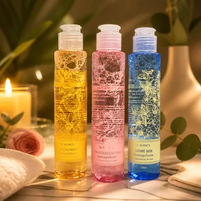Demaquiante Shine's Transcendent Pink, Ray Flower e Future Dusk (vendidos separadamente)