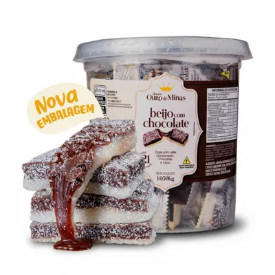 Beijo com Chocolate Ouro de Minas Pote 1,05 kg com 21 Un.de 50g