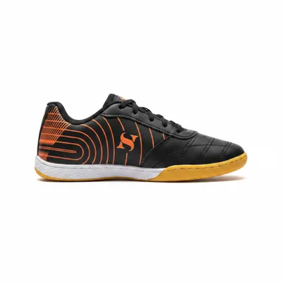 Tênis futsal preto laranja