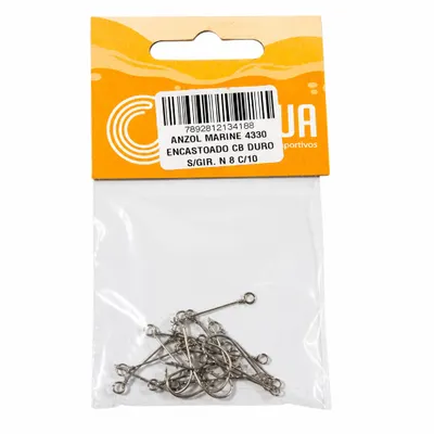 Anzol Marine 4330 Encastoado CB Duro S/ Giro N•8 C/10