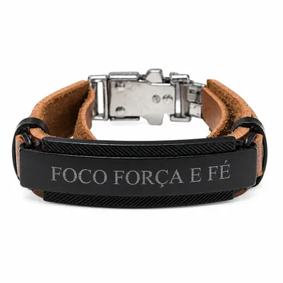 Pulseira masculina de couro marrom 