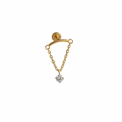 Cluster com zirconia pendurado dourado 