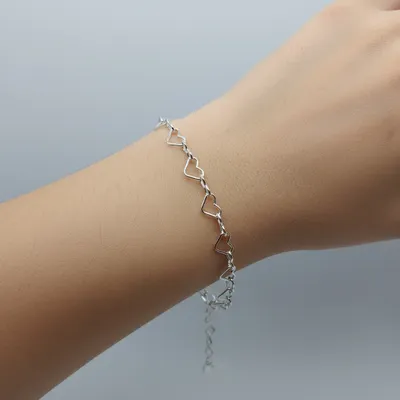 Pulseira coração vazado prata 925
