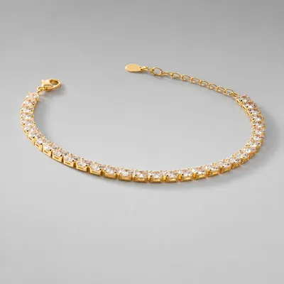Pulseira banho ouro com pedras zircônias incolor