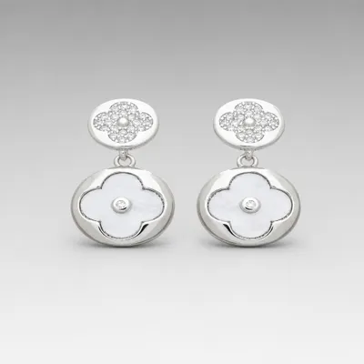 Brincos Dangle Flor de Prata