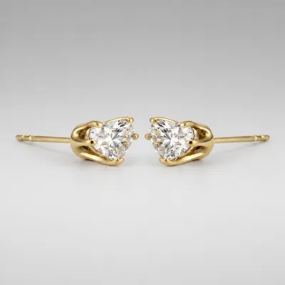 Brincos Coração Dourado/ Zircônias