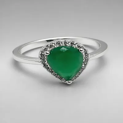 Anel Prata com Pedra Verde zirconia 