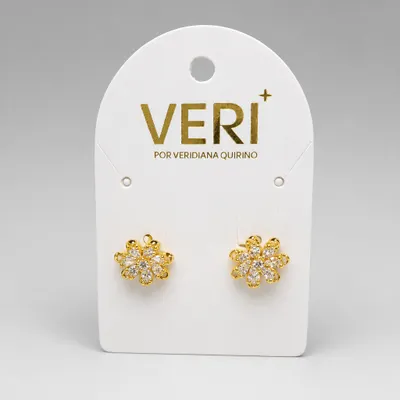 Brinco floral /zircônias/dourado