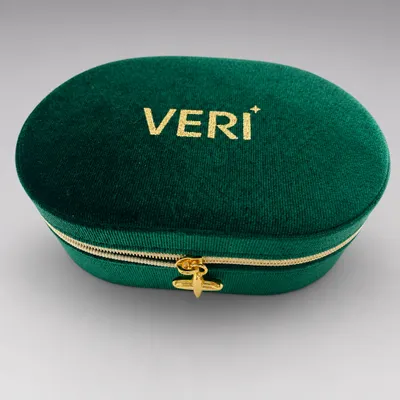 Porta Joias Verde de Veludo com zíper Dourado