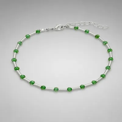 Pulseira Canutilhos Prata/zircônias Verde