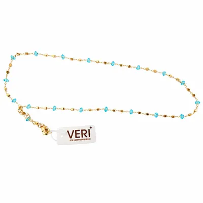 Colar Dourado com Pontas Azul