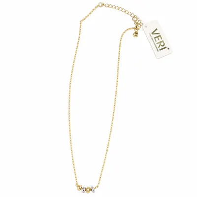 Colar Ciculos Orgânicos Dual corrente banho ouro 18K
