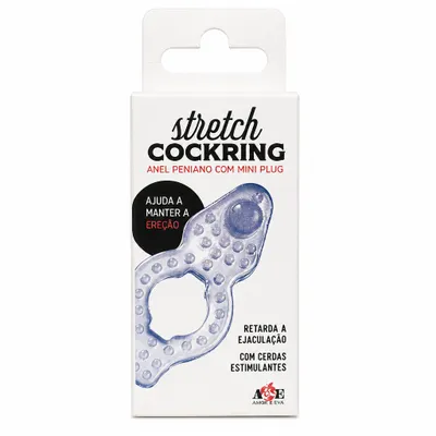 Anel Peniano com Mini Plug Stretch Cockring Transparente – Adão & Eva