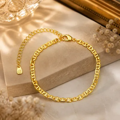 Pulseira Piastrine Lisa Banhada a Ouro 18K