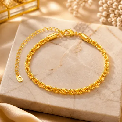 Pulseira Cordão Baiano Banhada a Ouro 18K