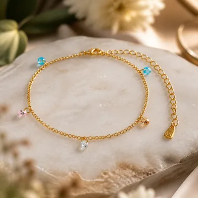 Pulseira Cristais Color Banhada a Ouro 18K
