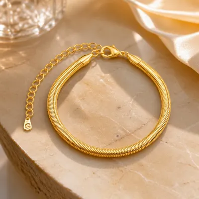 Pulseira Malha Roliça Banhada a Ouro 18K