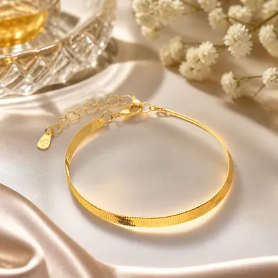 Pulseira Fita Lisa Banhada a Ouro 18K