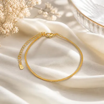 Pulseira Malha Roliça Banhada a Ouro 18K