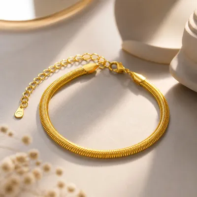 Pulseira Malha Roliça Banhada a Ouro 18K