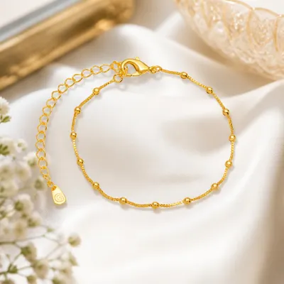 Pulseira Bolas Lisas Banhada a Ouro 18K