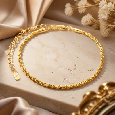 Pulseira Cordão Baiano Fino Liso Banhada a Ouro 18K