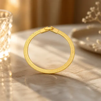 Pulseira Malha Lisa Banhada a Ouro 18K