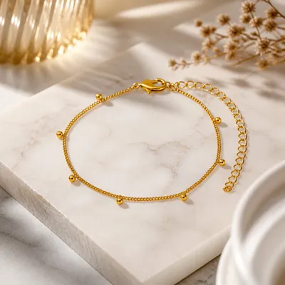 Pulseira Bolinhas Lisas Banhada a Ouro 18K