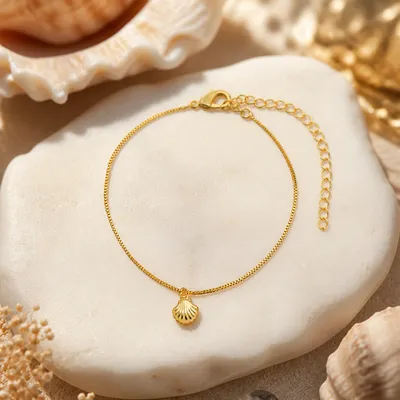 Pulseira Concha Banhada a Ouro 18K