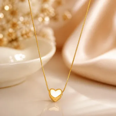 Colar Coração Liso Banhado a Ouro 18K