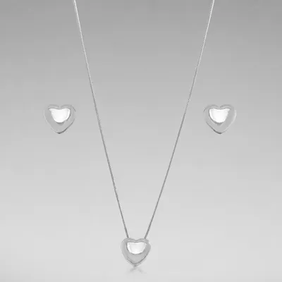 Conjunto Coração Liso Branco