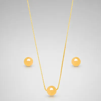 Colar Bolas Lisas Banhado a Ouro 18K
