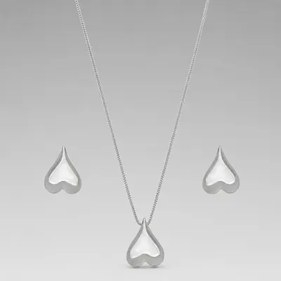 Conjunto Coração Liso Branco Estilizado 
